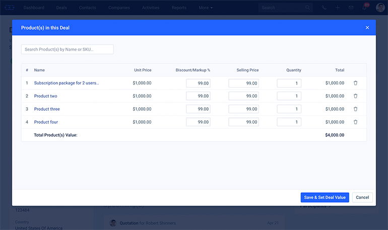 All details related to your products or services at a glance
