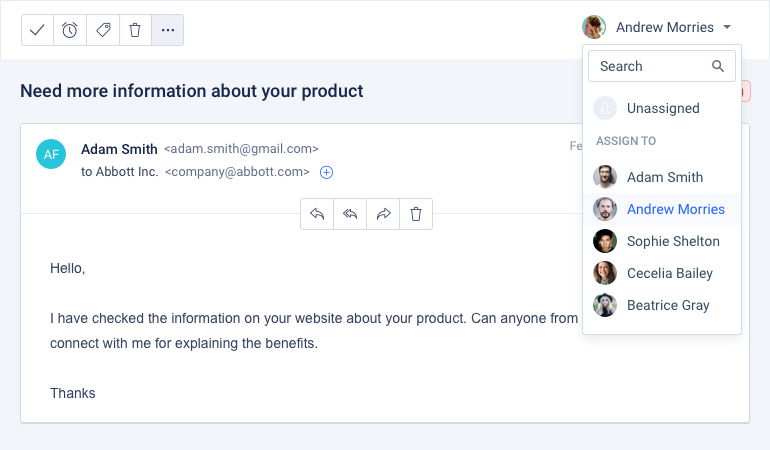 Assigning the email owners