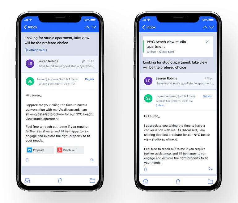 Attach deal to email