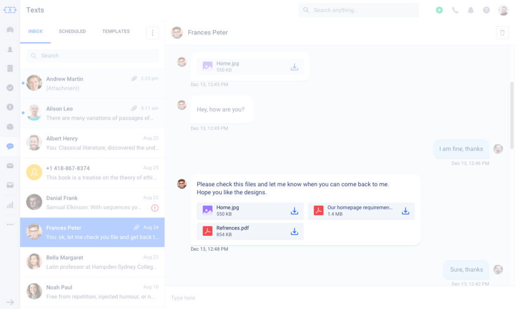 Attachment in list view