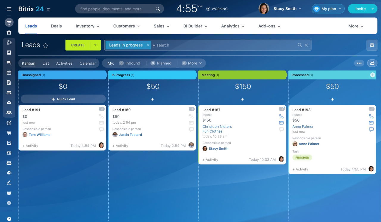 Bitrix24 CRM for retail stores dashboard