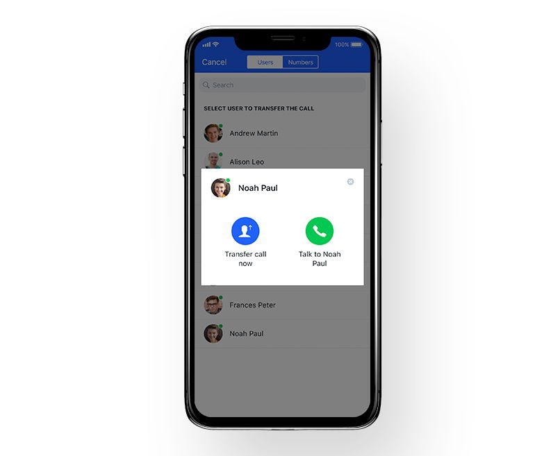 Call transfer on iOS app