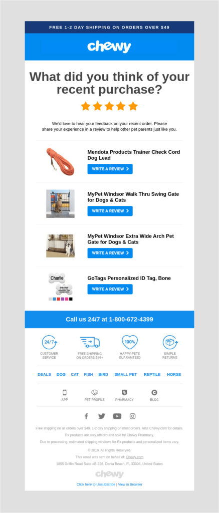 Chewy Customer Feedback Email