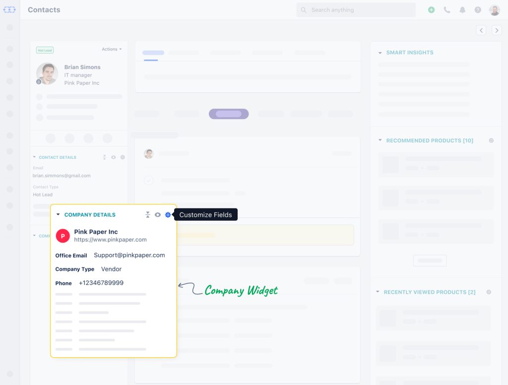 Company Widget in Contacts