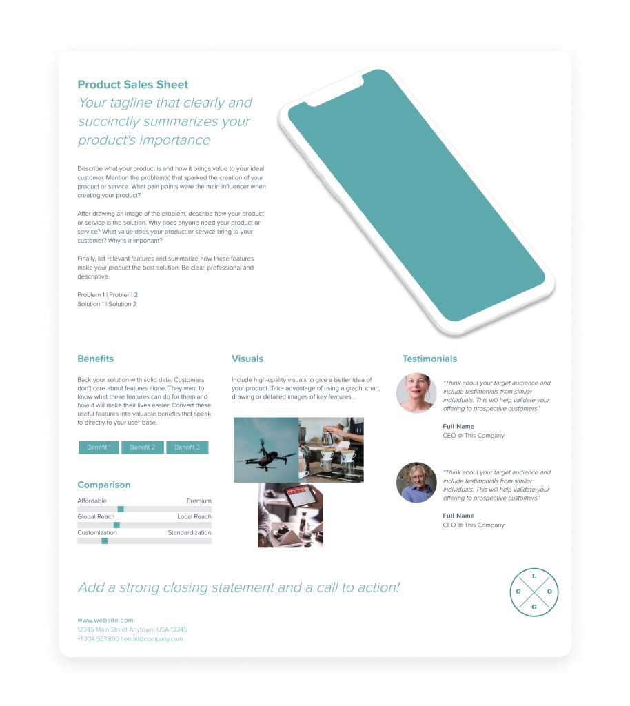 Datasheets as sales collateral