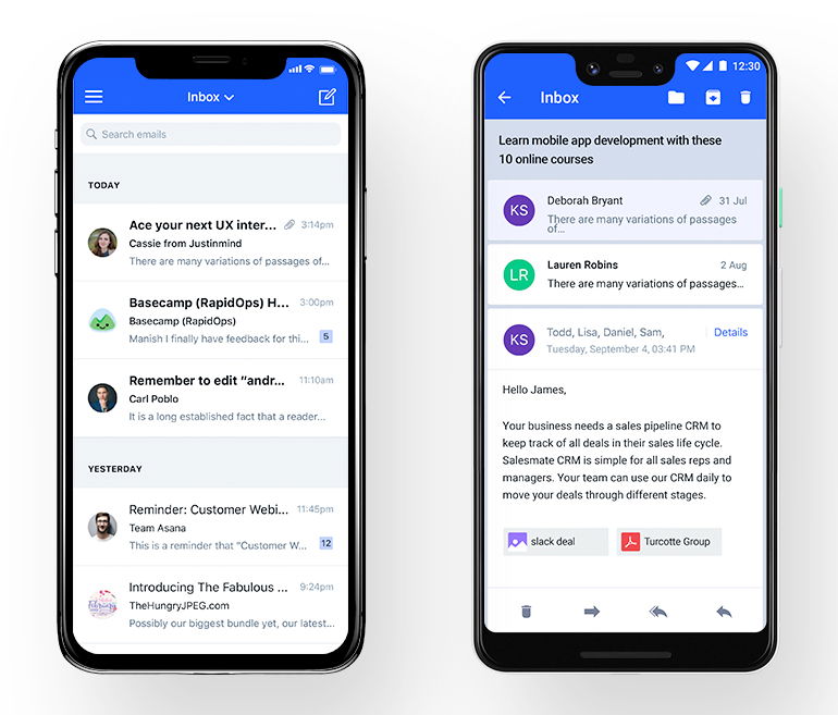 Email threading in mobile app - Salesmate