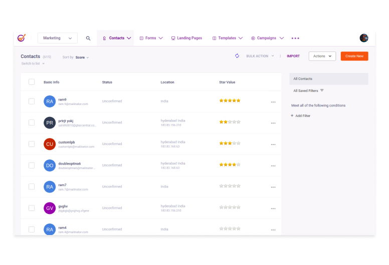 EngageBay - Marketing automation dashboard