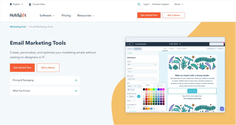 Hubspot email marketing software
