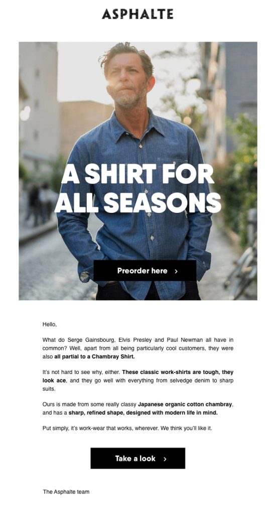 Asphalte - Seasonal product launch email 