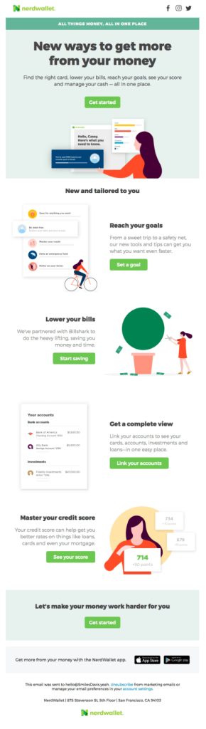 NerdWallet - Financial email marketing example