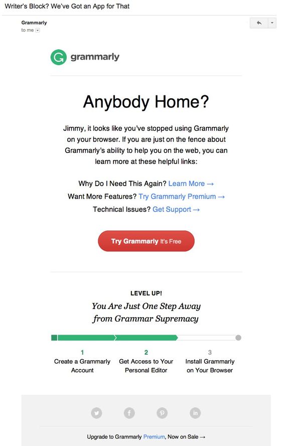 Grammarly - Re-engagement email