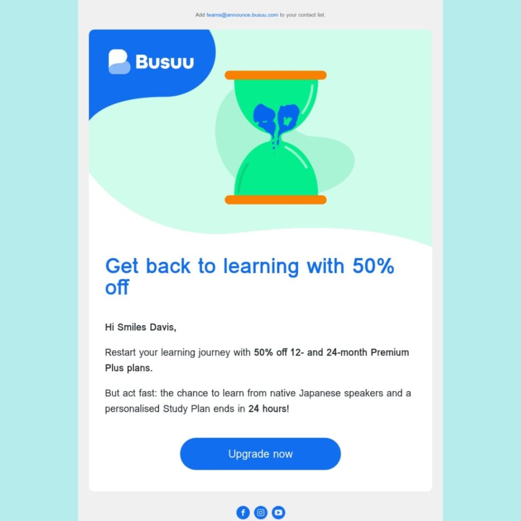 Busuu - Discount email