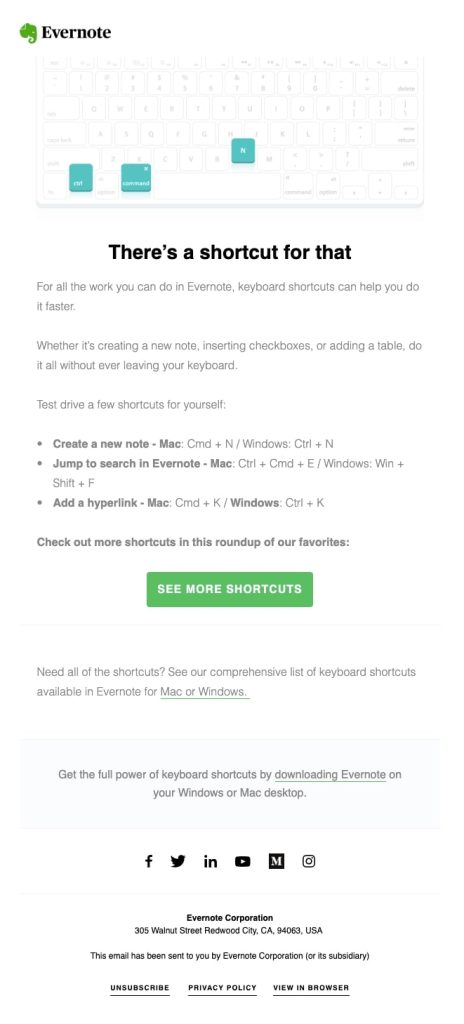 Evernote - Promoting productivity with shortcuts