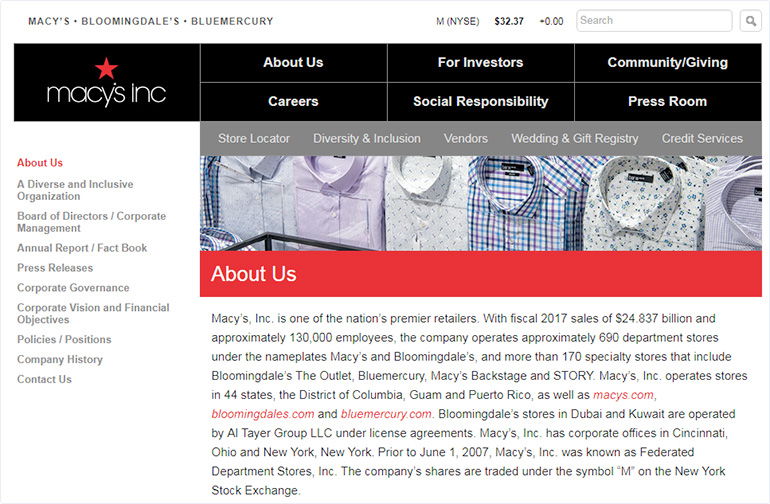 Macys Inc uses numbers to validate their claim of being nations premier retailers