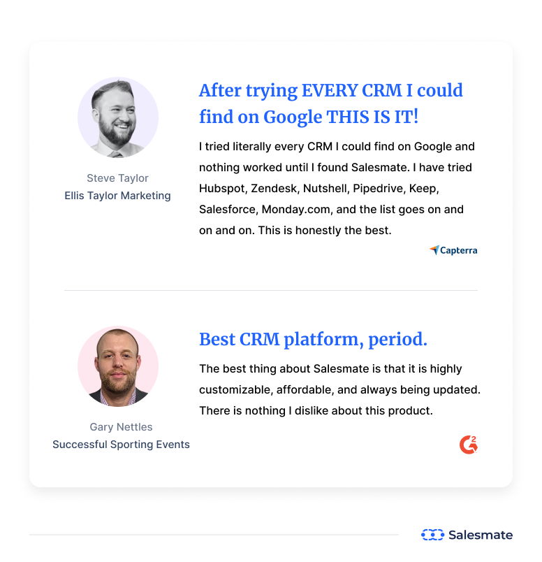 Salesmate testimonial