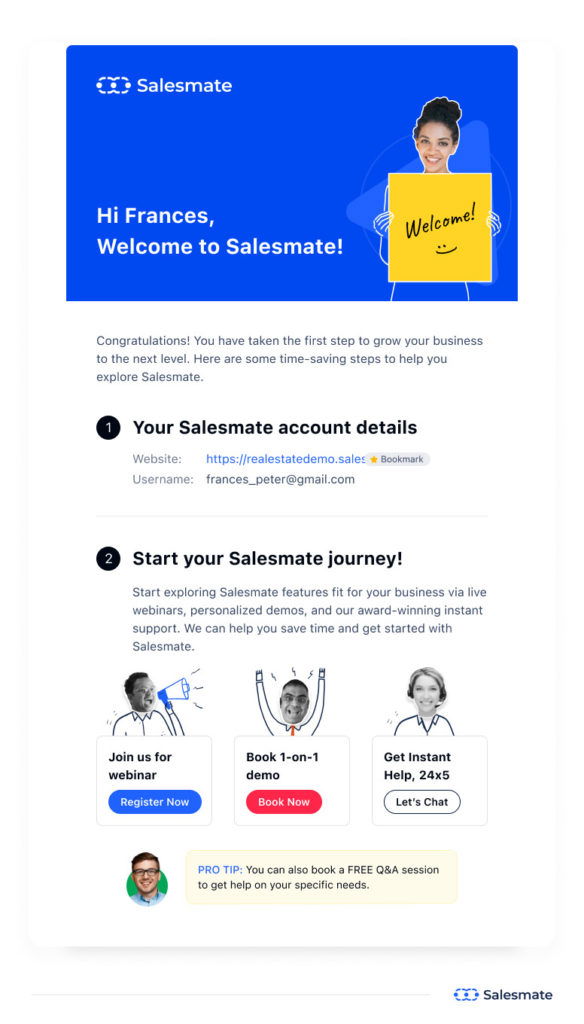 Example of welcome campaign