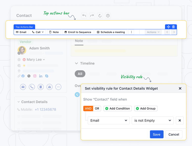 New option to apply the “visibility rule” on the “top actions bar