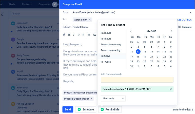 Smart Reminders-salesmate