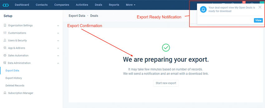 We are preparing your export