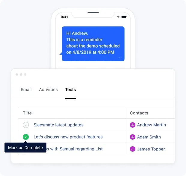 Optimize your touch-base (text messages and activities) Optimize your touch-base (text messages and activities)